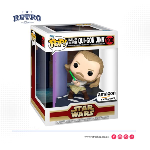 Funko Pop! Deluxe: Star Wars Duelo de los Destinos - Qui-Gon Jinn, Exclusivo de Amazon