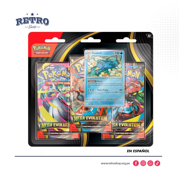 CARTAS-DE-POKEMON-TCG-MEGA-EVOLUTION-3-PACK-BLISTER-SPA.jpg Pokemon TCG Mega Evolution 3 Pack Español C/u