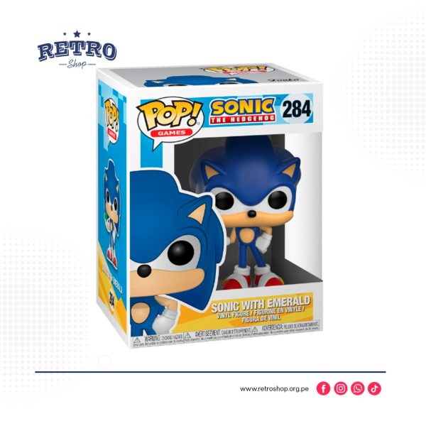 Funko Pop! Games: Sonic - Juguete coleccionable de Sonic con esmeralda, azul