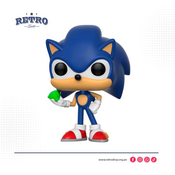 Funko Pop! Games: Sonic - Juguete coleccionable de Sonic con esmeralda, azul