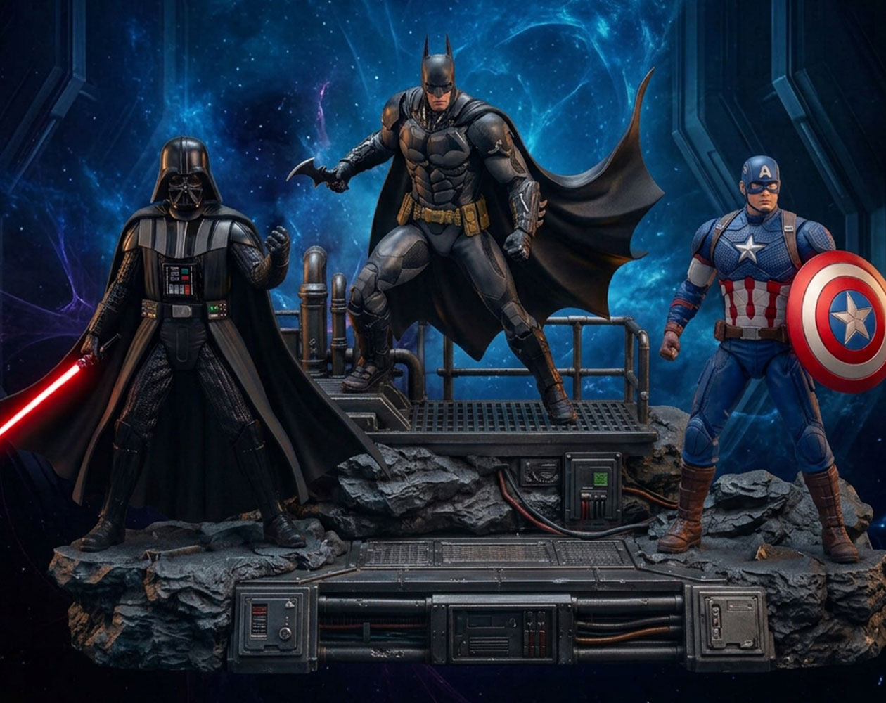 Banner de licencias y marcas oficiales en Retroshop con logos de Bandai, Tamashii Nations, Banpresto y Hasbro.